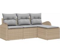 vidaXL Ensemble canapé de jardin beige en polyrotin