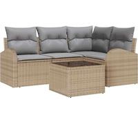 vidaXL Ensemble canapé de jardin beige en polyrotin