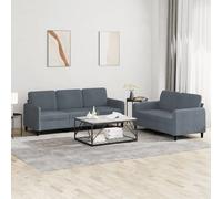 vidaXL Ensemble canapés 2 pcs - Gris foncé velours