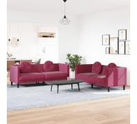 Canape droit vidaxl 3 places en velours rouge 77 x 193.5 x 70 cm Violet G