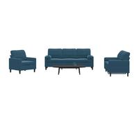 vidaXL Ensemble de canapés 3pcs et coussins et traversins bleu velours