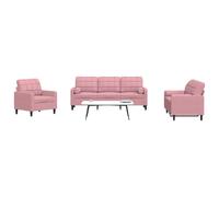 vidaXL Ensemble Canapés 3pcs - Rose