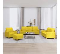 vidaXL Ensemble Canapés 4 pcs - Jaune Clair