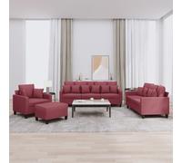 vidaXL Ensemble canapés 4 pcs - Rouge bordeaux