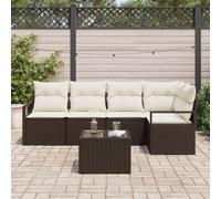 vidaXL Ensemble Canapés Jardin 5 Pièces avec Coussins Poly Rattan Gris, vidaXL Canapé Jardin 2 Places avec Coussins Poly Rattan Marron