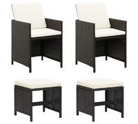 vidaXL Ensemble chaise et tabouret - Noir