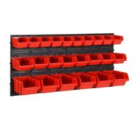 vidaXL Ensemble d'Ã©tagÃ¿res d'atelier 26 pcs Rouge et noir 77x39 cm PP