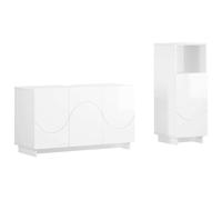 vidaXL Ensemble d'armoire de Salle de Bain 2 pc Blanc Brillant