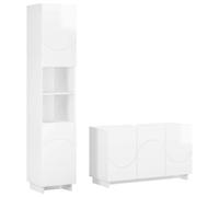 vidaXL Ensemble d'armoire de Salle de Bain 2 pc Blanc Brillant