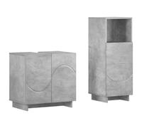 vidaXL Ensemble d'armoire de Salle de Bain 2 pc Gris béton