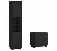 vidaXL Ensemble d'armoire de Salle de Bain 2 pc Noir Bois d'ingénierie