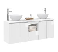 vidaXL Ensemble d'armoire de Salle de Bain 3 pc Blanc Brillant