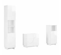 vidaXL Ensemble d'armoire de Salle de Bain 3 pc Blanc Brillant