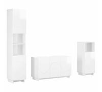 vidaXL Ensemble d'armoire de Salle de Bain 3 pc Blanc Brillant