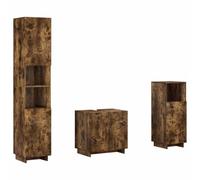 vidaXL Ensemble d'armoire de Salle de Bain 3 pc Chêne fumé