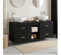 vidaXL Ensemble d'armoire de Salle de Bain 3 pc Chêne Noir