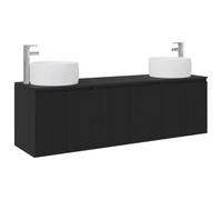 vidaXL Ensemble d'armoire de Salle de Bain 3 pc Noir