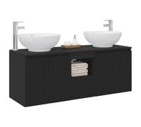 vidaXL Ensemble d'armoire de Salle de Bain 3 pc Noir