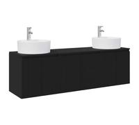 vidaXL Ensemble d'armoire de Salle de Bain 3 pc Noir