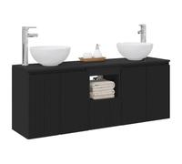 vidaXL Ensemble d'armoire de Salle de Bain 3 pc Noir 49,5 x 35 x 63 cm