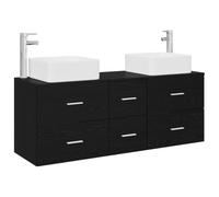 vidaXL Ensemble d'armoire de Salle de Bain 3 pc Noir 49,5 x 41 x 63 cm