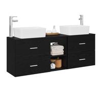 vidaXL Ensemble d'armoire de Salle de Bain 3 pc Noir 53 x 34,5 x 63 cm