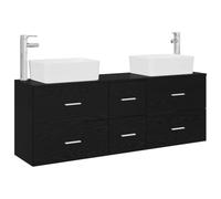 vidaXL Ensemble d'armoire de Salle de Bain 3 pc Noir 53 x 34,5 x 63 cm