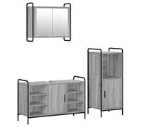 vidaXL Ensemble d'armoire de Salle de Bain 3 pc Sonoma Gris