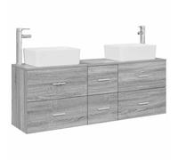 vidaXL Ensemble d'armoire de Salle de Bain 3 pièces Sonoma Gris