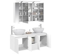 vidaXL Ensemble d'armoire de Salle de Bain 4 pcs Blanc, Set de Salle de Bain, Meuble vanité rectangulaire, déco Moderne, Rangement Pratique, armoires murales