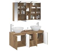 vidaXL Ensemble d'armoire de Salle de Bain 4 pcs Chêne Artisanal, Set de Salle de Bain, Meuble vanité rectangulaire, déco Moderne, Rangement Pratique, armoires murales