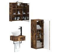 vidaXL Ensemble d'armoire de Salle de Bain 4 pcs Chêne fumé,