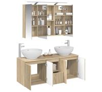 vidaXL Ensemble d'armoire de Salle de Bain 4 pcs Chêne Sonoma, Set de Salle de Bain, Meuble vanité rectangulaire, déco Moderne, Rangement Pratique, armoires murales
