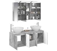vidaXL Ensemble d'armoire de Salle de Bain 4 pcs Gris béton, Set de Salle de Bain, Meuble vanité rectangulaire, déco Moderne, Rangement Pratique, armoires murales