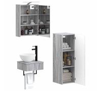 vidaXL Ensemble d'armoire de Salle de Bain 4 pcs Sonoma Gris,