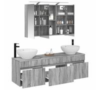 vidaXL Ensemble d'armoire de Salle de Bain 4 pcs Sonoma Gris,