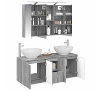 vidaXL Ensemble d'armoire de Salle de Bain 4 pcs Sonoma Gris, Set de Salle de Bain, Meuble vanité rectangulaire, déco Moderne, Rangement Pratique, armoires murales