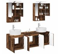 vidaXL Ensemble d'armoire de Salle de Bain 5 pcs Bois Ancien, Rangement Moderne pour la Salle de Bain, Ensemble de Meubles rectangulaires, miroirs LED, Solutions Pratiques pour Un Espace rangé