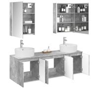 vidaXL Ensemble d'armoire de Salle de Bain 5 pcs Gris béton, Ensemble de Meubles de Salle de Bain Modernes, rangements muraux, élégante Coiffeuse rectangulaire avec éclairage LED