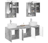 vidaXL Ensemble d'armoire de Salle de Bain 5 pcs Gris béton, Rangement Moderne pour la Salle de Bain, Ensemble de Meubles rectangulaires, miroirs LED, Solutions Pratiques pour Un Espace rangé