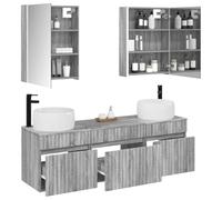 vidaXL Ensemble d'armoire de Salle de Bain 5 pcs Sonoma Gris,