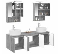 vidaXL Ensemble d'armoire de Salle de Bain 5 pcs Sonoma Gris, Rangement Moderne pour la Salle de Bain, Ensemble de Meubles rectangulaires, miroirs LED, Solutions Pratiques pour Un Espace rangé
