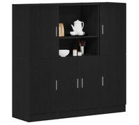 vidaXL Ensemble d'armoires de cuisine 3 pcs noir bois d'ingénierie 3324152