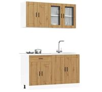 vidaXL Ensemble d'armoires de cuisine 4 pcs Kalmar bois d'ingénierie Marron