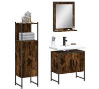 vidaXL Ensemble d'armoires de salle de bain 3214346, 3 pièces avec miroir, Chêne fumé