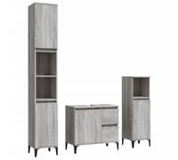 vidaXL Ensemble d'armoires de salle de bain 3 pcs avec rangement industriel Sonoma gris