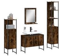 vidaXL Ensemble d'Armoires de Salle de Bain 4 pcs, Meuble-lavabo avec Étagère et Miroir, Armoire de Rangement de Toilette, 3214361 Marron G