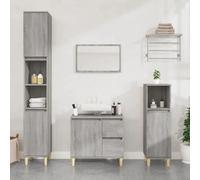 vidaXL Ensemble d'Armoires de Salle de Bain 3 pcs, Meubles de Rangement avec Meuble-lavabo, Organisateur Toilette Intérieur, Sonoma Gris