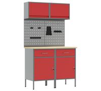 vidaXL Ensemble d'armoires de travail avec tiroirs et étagère 6 pièces Rouge