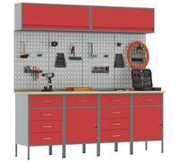 vidaXL Ensemble d'armoires de travail avec tiroirs et rangement 10 pièces Rouge